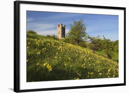 Broadway Tower with Cowslips, Broadway, Worcestershire, England, United Kingdom, Europe-Stuart Black-Framed Photographic Print