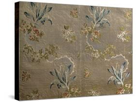 Brocaded Cloth with Floral and Foil Drawing, 16th Century-null-Stretched Canvas