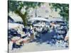 Brocante Market, Antibes (W/C on Paper)-Laurence Fish-Stretched Canvas