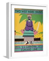 Brochure Cover for 'Two West Indies Cruises' on Board the S.S. 'Carinthia', 1929-null-Framed Giclee Print