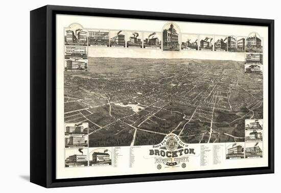 Brockton, Massachusetts - Panoramic Map-Lantern Press-Framed Stretched Canvas