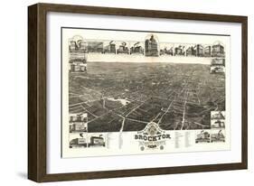 Brockton, Massachusetts - Panoramic Map-Lantern Press-Framed Art Print