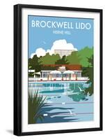 Brockwell Lido - Dave Thompson Contemporary Travel Print-Dave Thompson-Framed Giclee Print