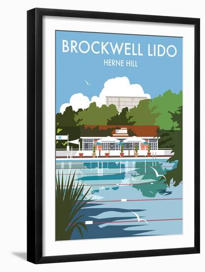 Brockwell Lido - Dave Thompson Contemporary Travel Print-Dave Thompson-Framed Giclee Print