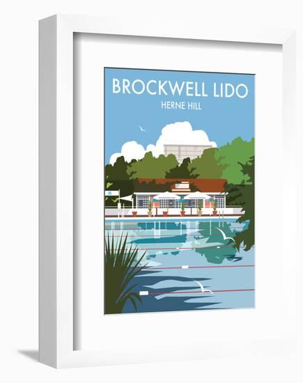 Brockwell Lido - Dave Thompson Contemporary Travel Print-Dave Thompson-Framed Giclee Print