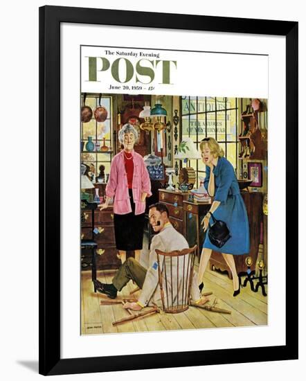 "Broken Antique Chair" Saturday Evening Post Cover, June 20, 1959-John Falter-Framed Giclee Print