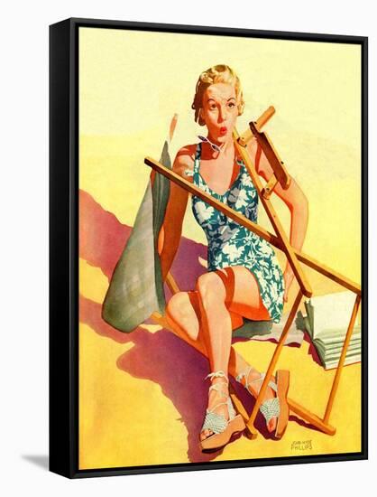 "Broken Beach Chair,"August 12, 1939-John Hyde Phillips-Framed Stretched Canvas