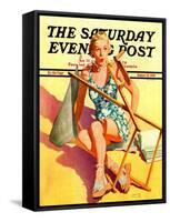 "Broken Beach Chair," Saturday Evening Post Cover, August 12, 1939-John Hyde Phillips-Framed Stretched Canvas