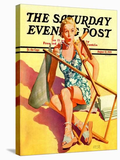"Broken Beach Chair," Saturday Evening Post Cover, August 12, 1939-John Hyde Phillips-Stretched Canvas