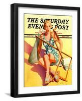 "Broken Beach Chair," Saturday Evening Post Cover, August 12, 1939-John Hyde Phillips-Framed Giclee Print