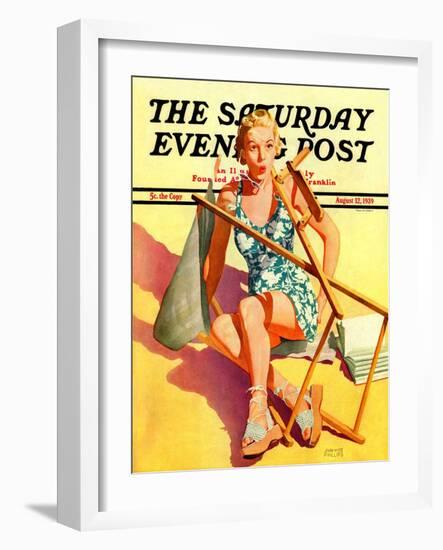 "Broken Beach Chair," Saturday Evening Post Cover, August 12, 1939-John Hyde Phillips-Framed Giclee Print