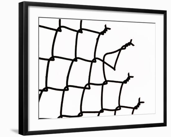 Broken Chain-Link Fence-null-Framed Photographic Print
