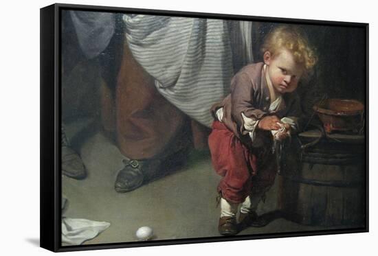 Broken Eggs, Detail of a Child Wiping His Hands-Jean-Baptiste Greuze-Framed Stretched Canvas