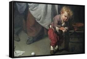 Broken Eggs, Detail of a Child Wiping His Hands-Jean-Baptiste Greuze-Framed Stretched Canvas