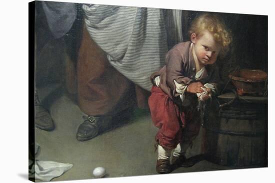 Broken Eggs, Detail of a Child Wiping His Hands-Jean-Baptiste Greuze-Stretched Canvas