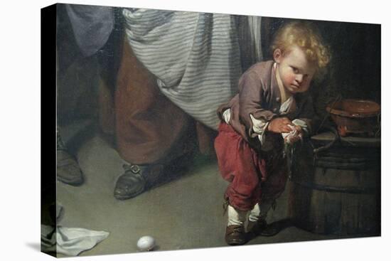 Broken Eggs, Detail of a Child Wiping His Hands-Jean-Baptiste Greuze-Stretched Canvas