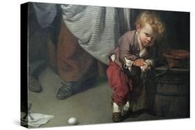 Broken Eggs, Detail of a Child Wiping His Hands-Jean-Baptiste Greuze-Stretched Canvas