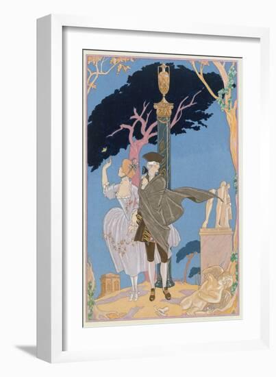 Broken Hearts, Broken Statues, Illustration for 'Fetes Galantes' by Paul Verlaine (1844-96)-Georges Barbier-Framed Giclee Print