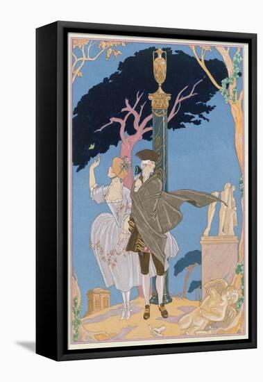 Broken Hearts, Broken Statues, Illustration for 'Fetes Galantes' by Paul Verlaine (1844-96)-Georges Barbier-Framed Stretched Canvas