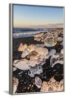 Broken Ice from Washed Upiicebergs on Jokulsarlon Black Beach at Sunrise-Neale Clark-Framed Photographic Print