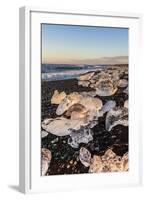 Broken Ice from Washed Upiicebergs on Jokulsarlon Black Beach at Sunrise-Neale Clark-Framed Photographic Print