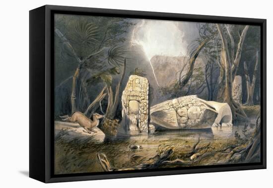 Broken Idol at Copan, from 'Views of Ancient Monuments in Central America, Chiapas and Yucatan',…-Frederick Catherwood-Framed Stretched Canvas