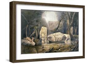 Broken Idol at Copan, from 'Views of Ancient Monuments in Central America, Chiapas and Yucatan',…-Frederick Catherwood-Framed Giclee Print