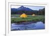 Broken Top Mountain and Camping Tent, Sparks Lake, Three Sisters Wilderness, Eastern Oregon, USA-Stuart Westmorland-Framed Photographic Print