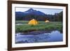 Broken Top Mountain and Camping Tent, Sparks Lake, Three Sisters Wilderness, Eastern Oregon, USA-Stuart Westmorland-Framed Photographic Print