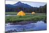 Broken Top Mountain and Camping Tent, Sparks Lake, Three Sisters Wilderness, Eastern Oregon, USA-Stuart Westmorland-Mounted Photographic Print