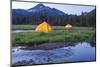 Broken Top Mountain and Camping Tent, Sparks Lake, Three Sisters Wilderness, Eastern Oregon, USA-Stuart Westmorland-Mounted Photographic Print