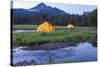 Broken Top Mountain and Camping Tent, Sparks Lake, Three Sisters Wilderness, Eastern Oregon, USA-Stuart Westmorland-Stretched Canvas