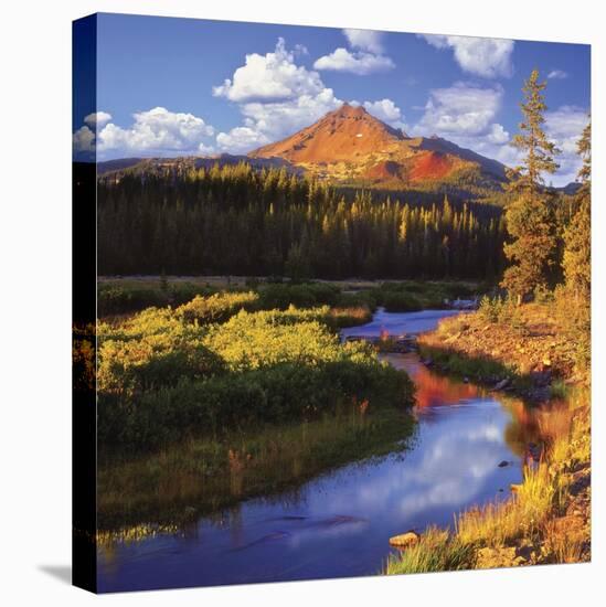 Broken Top Mountain and Fall Creek-Steve Terrill-Stretched Canvas