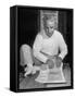 Broker Astrologer Reading Horoscope While Trading at Bombay Stock Exchange-Margaret Bourke-White-Framed Stretched Canvas