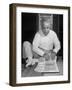 Broker Astrologer Reading Horoscope While Trading at Bombay Stock Exchange-Margaret Bourke-White-Framed Photographic Print