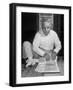 Broker Astrologer Reading Horoscope While Trading at Bombay Stock Exchange-Margaret Bourke-White-Framed Photographic Print