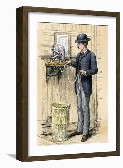 Broker Reading the Stock Ticker at the New York Stock Exchange, 1880s-null-Framed Giclee Print