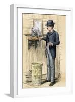 Broker Reading the Stock Ticker at the New York Stock Exchange, 1880s-null-Framed Giclee Print