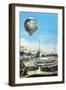 Brolteaux in Lyon and the Third Flight of the Montgolfier Hot-Air Balloon, 10th of January 1784-null-Framed Giclee Print