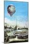 Brolteaux in Lyon and the Third Flight of the Montgolfier Hot-Air Balloon, 10th of January 1784-null-Mounted Giclee Print