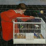 Silvia Koller mit Vogelkaefig - Silvia Koller with bird-cage,1907-08. Oil on canvas,100 x 100 cm.-Broncia Koller-Pinell-Framed Stretched Canvas