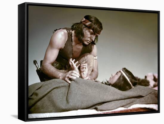 Bronco Apache, APACHE, by RobertAldrich with Burt Lancaster and Jean Peters, 1954 (photo)-null-Framed Stretched Canvas