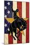 Bronco Bucking and Flag-Lantern Press-Mounted Art Print
