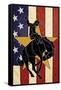 Bronco Bucking and Flag-Lantern Press-Framed Stretched Canvas