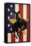 Bronco Bucking and Flag-Lantern Press-Framed Stretched Canvas