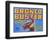 Bronco Buster Vegetable Crate Label-null-Framed Art Print