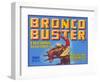 Bronco Buster Vegetable Crate Label-null-Framed Art Print