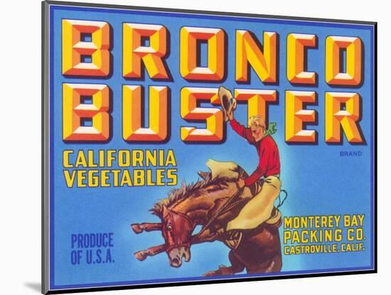 Bronco Buster Vegetable Crate Label-null-Mounted Art Print