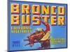 Bronco Buster Vegetable Crate Label-null-Mounted Art Print