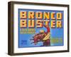 Bronco Buster Vegetable Crate Label-null-Framed Art Print